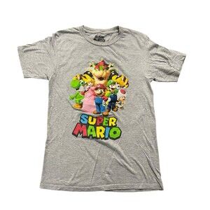 Boy's Size 2XL Super Mario Short Sleeve Graphic TShirt Gray Video Games Nintendo